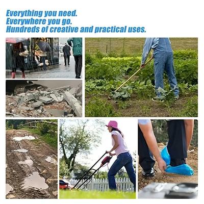 100 ШТ одноразовые водонепроницаемые бахилы пластиковые нескользящие чехлы для обуви для помещений полиэтиленовые бахилы с подкладкой