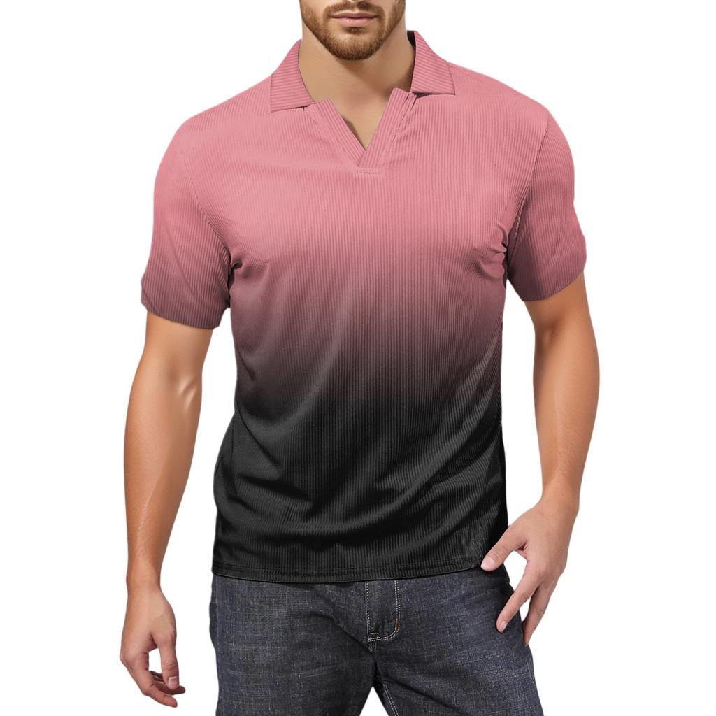 Мужская модная футболка для гольфа с коротким рукавом и V-образным вырезом