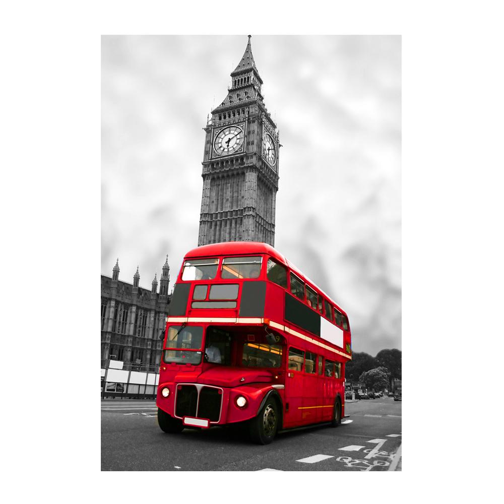 3 предмета Life Wall Art Лондон Красная телефонная будка Автобусный зонтик Печать на холсте Черно-белые фотографии города для дома Современное украшение Декор для гостиной 3 шт.