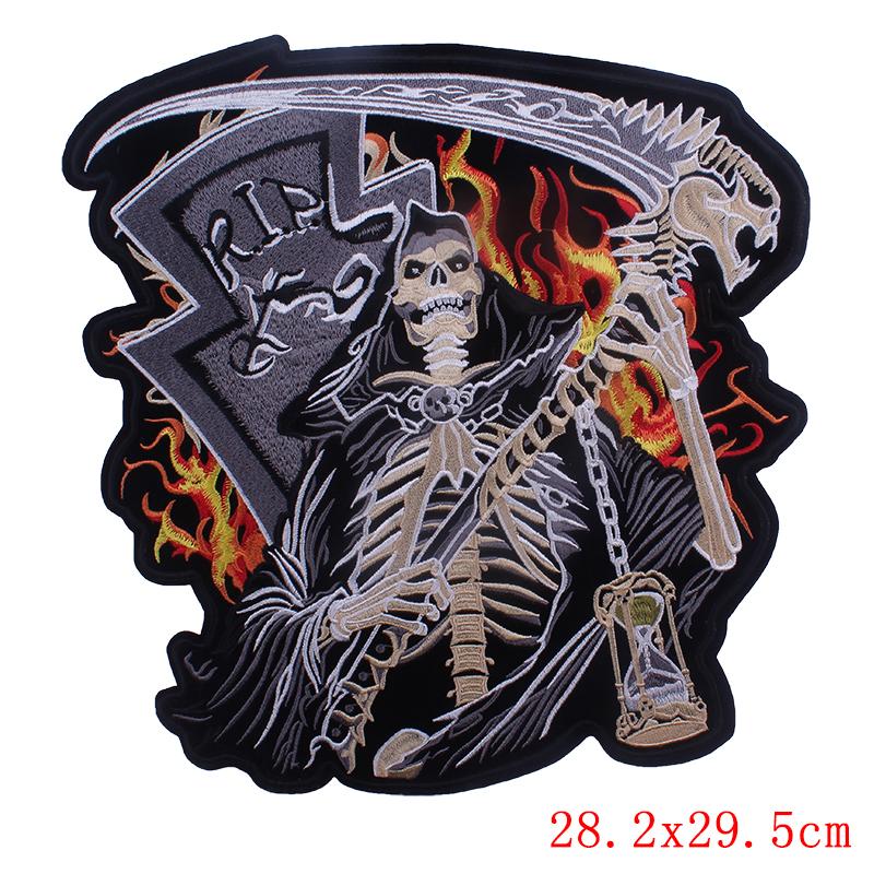 Patch Locomotive Large Embroidery Back Iron On Patches For Clothing Punk Skull Embroidered Patches On Clothes For Jacket Ironing
