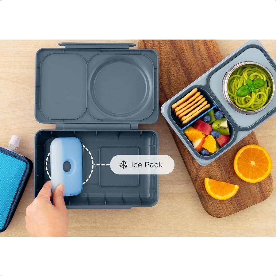 OmieBox UP Bento Box for Insulated Lunch Box Leak Proof Food Jar Cooler Ice Pack 2 Compartments Graphite