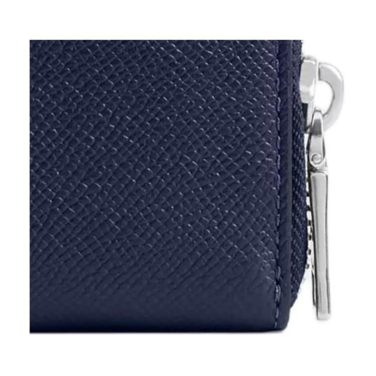 Coach Кошелек для карт на молнии 11 с тиснением под кожу Маленькие женские аксессуары Темно-синий CU220-DEB