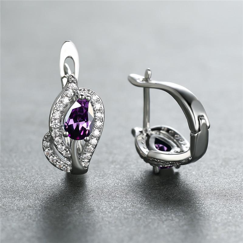 Изысканные женские украшения с каплями воды, красивые красные, синие, фиолетовые каменные серьги, серьги-кольца, романтический подарок на день святого валентина