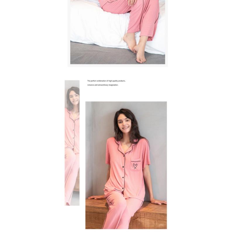 Женская модальная вискозная пижама кардиган полосатый домашняя одежда Love Pockets длинные брюки повседневный пижамный комплект