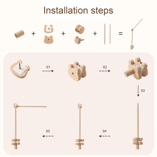 Деревянная детская погремушка Кронштейн для кроватки Вращающаяся детская погремушка Подвеска Держатель Погремушка-колокольчик Декоративная подвесная дуга Универсальные аксессуары для кроватки
