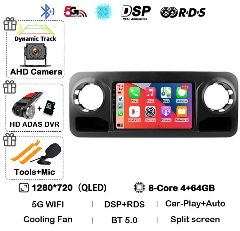 Android 14 Auto Carplay для Benz Sprinter 2018 2019 2020 2021 2022 Автомобильный радиоприемник Мультимедиа Видеоплеер Стерео GPS 4G WIFI Аудио BT