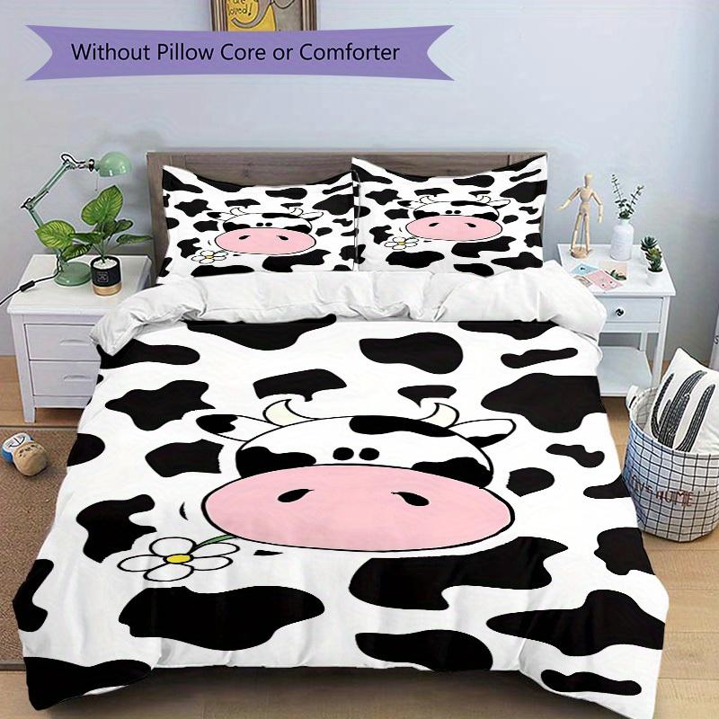 3pcs Animal-themed Cow Print Soft and Comfortable Breathability, Bedding Set, Machine Washable, Suitable for All Seasons121