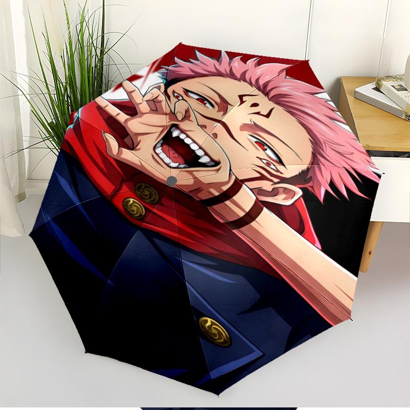 Зонт-трость с принтом Jujutsu Kaisen, автоматический, складной, портативный, для улицы, поездок на работу, походов, идеальный подарок на день рождения
