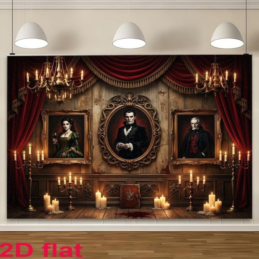 2D flat 1-piece banner Halloween vintage vampire portrait background banner