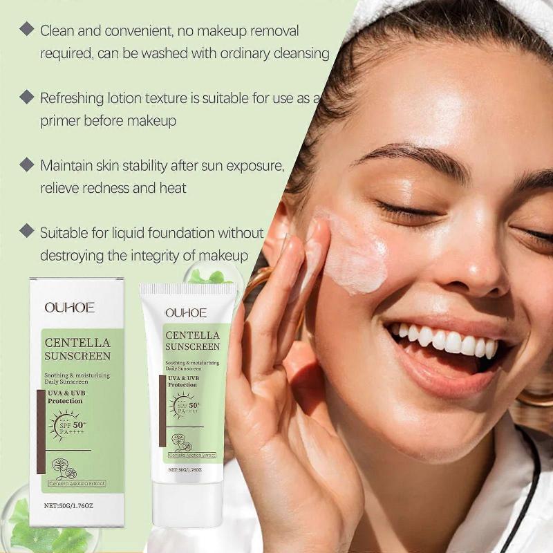Centella Sunscreen SPF50 PA++++ Calming Moisture Facial Sunscreen Centella Asiatica Sunscreen No White Cast Sun Screen for Oily Sensitive Skin