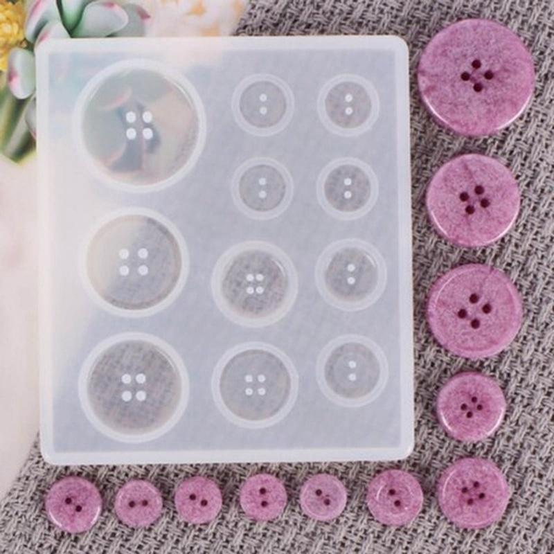 1PCS Button Mold with Hole Mold Non-stick Art Mold Decoration Cake Baking Tools DIY Silicone Mold Resin Button