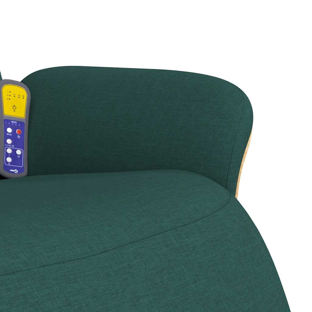 Massage Chair with Footrest Dark Green Fabric