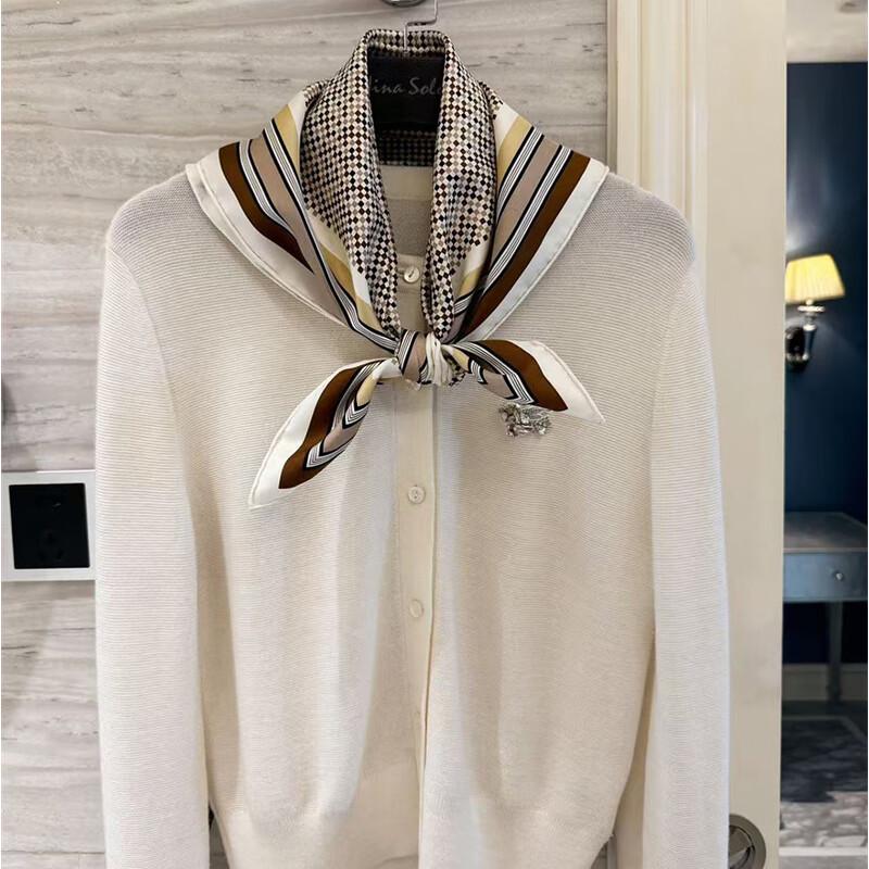 NINA SOLOR Striped Soft Twill Silk Scarf