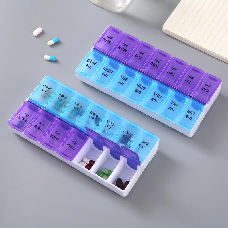 7 Days A Week Pill Organizer Morning And Night Holder Storage Box Splitter Travel Medicine Portable