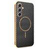 For Samsung Galaxy A55 5G Phone Case Carbon Fiber Textured Electroplated TPU Back Cover