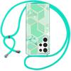 Case - BOOLING - for Samsung Galaxy S22 Ultra - Turquoise Marble Pattern - Shockproof Protection - Adjustable Cord