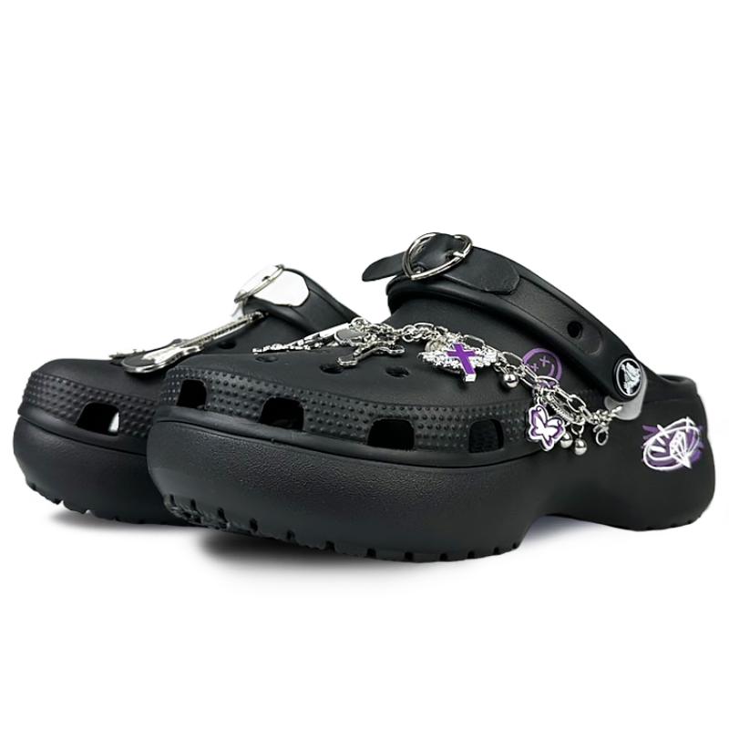 Crocs Классические платформенные клоги BNK Clogs Женские Черные Фиолетовые