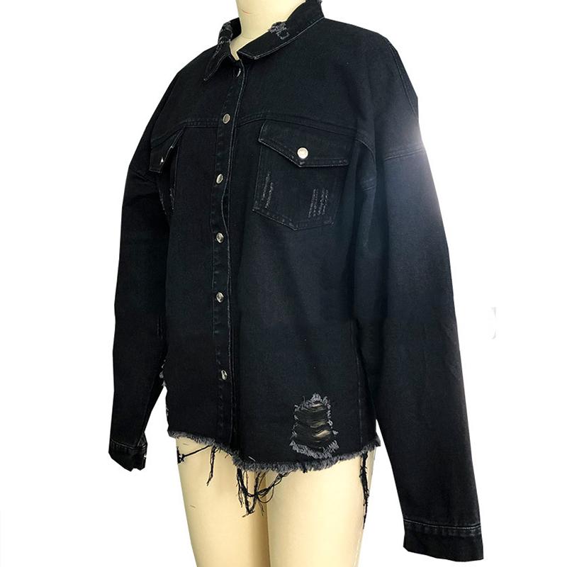 Женская джинсовая куртка Spring Hole Breaking средней длины, винтажная куртка с длинным рукавом