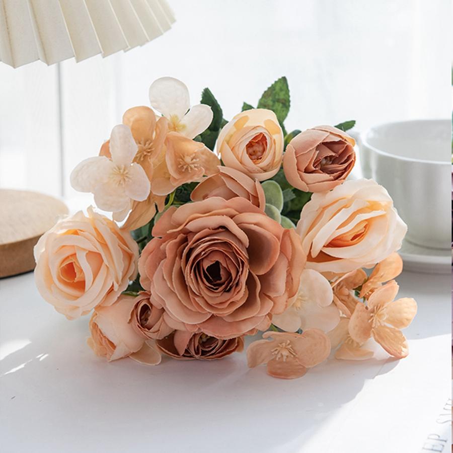 Artificial Flowers High Quality Silk Rose Valentine Wreath Home Room Yard Brial Bouquet Accessory Wedding Outdoor Decor Diy Gift
