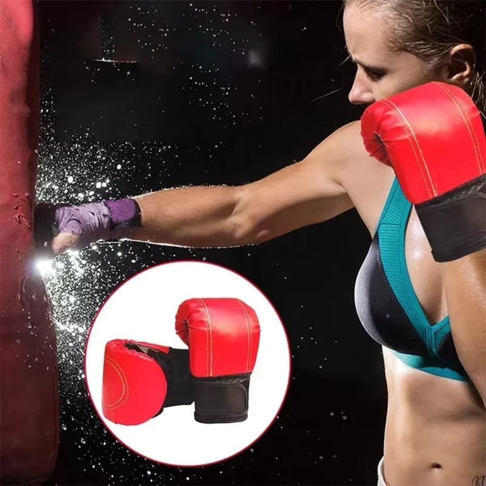 1 Pair PU Leather Boxing Gloves Unisex Sports Protection Mitts Boxing Sanda Gloves Adults Women Men