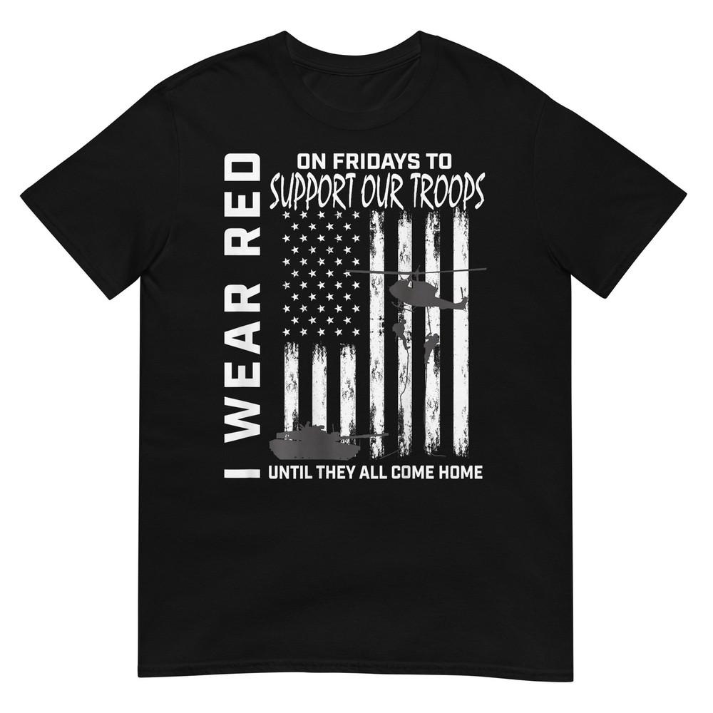 Red Friday Military Veteran Support Our Troops American Flag TShirt