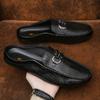 Модная мужская обувь Baotou Half Slippers мужские летние 2024 новые сандалии мягкие мужские туфли для вождения повседневная кожаная обувь
