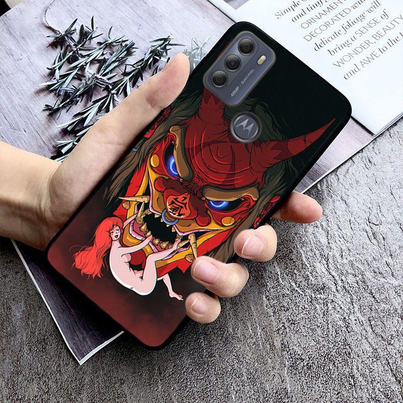 Японский самурайский чехол с маской они для Motorola Moto EDGE 20pro 20lite E6 E7, чехол G STYLUS GPLAY GPOWER G 5G PLUS G30 G100 Coque