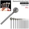 5Pcs Carve Precision Diamond Grinding Head 0.5mm-8mm Burring Sanding Drill Bit