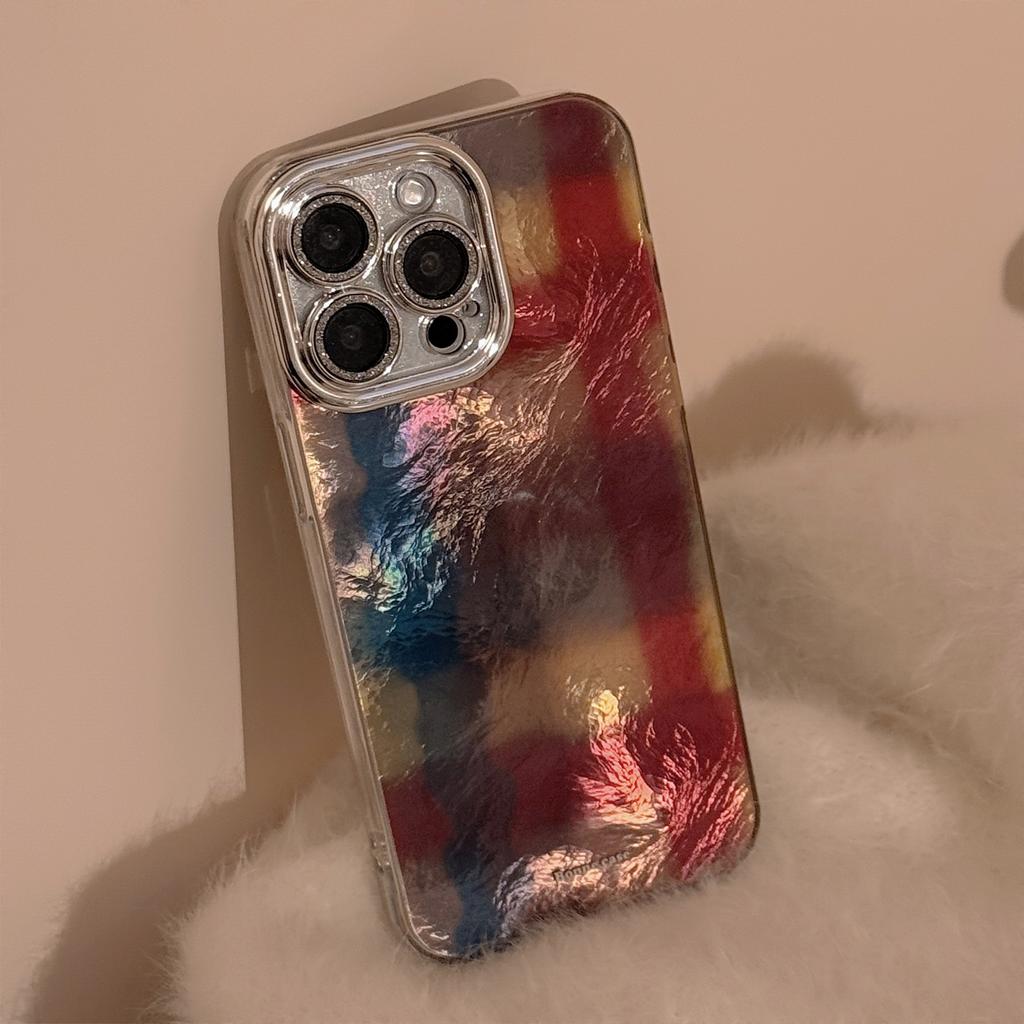 Checked Smudged Mobile Phone Case Suitable for 16 Apple 17 Promax Lens Film Iphone15 Retro Style 13 High End 12