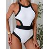 2025 Cut Out One Piece Swimsuit Women Swimwear Sports Monokini Bodysuit White Swim Suit Bathing Suit High Waist Beachwear Summer