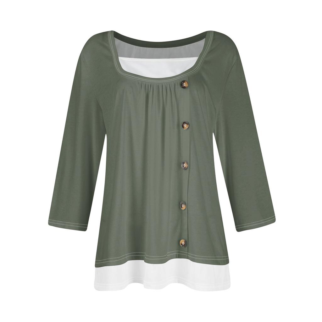 Женская футболка Футболка с принтом Рукав 3/4 Искусственные двойки Повседневные Выходные Мода Базовый Обычный Топ