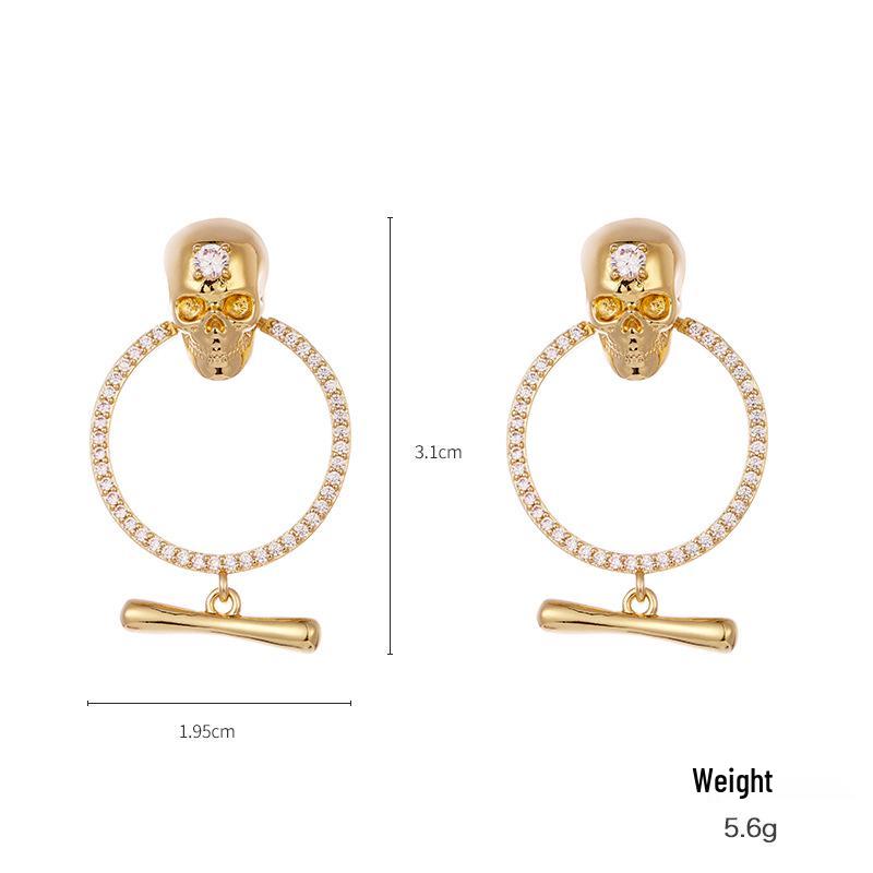 Серьги-подвески в виде черепа Kenjie McQueen - Женские европейские и американские панк-пусеты и клипсы для ушей