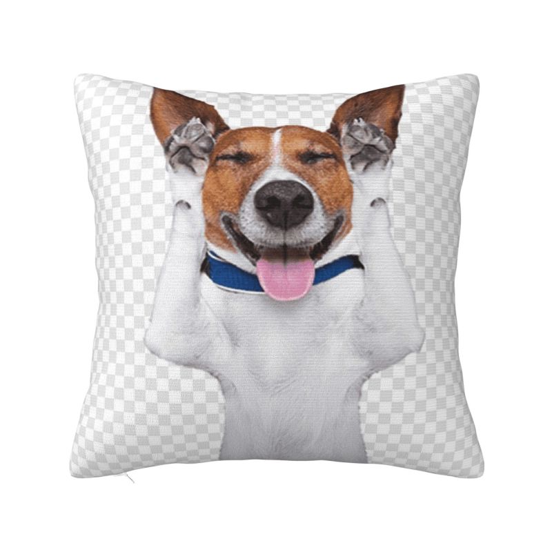 Милая наволочка на подушку с джек-рассел-терьером 40х40 см Мягкая декоративная подушка с домашним питомцем-собакой для автомобиля Квадратная наволочка Украшение для гостиной