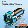 240/120W Digital Display 2 Ports Car Charger USB Fast Charging Adapter For IPhone Quick Charging Chargers