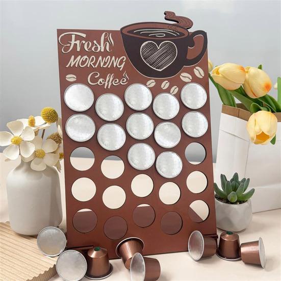 Стойка для хранения кофейных капсул, большая вместимость, простая в сборке, напольная деревянная стойка для кофейных капсул