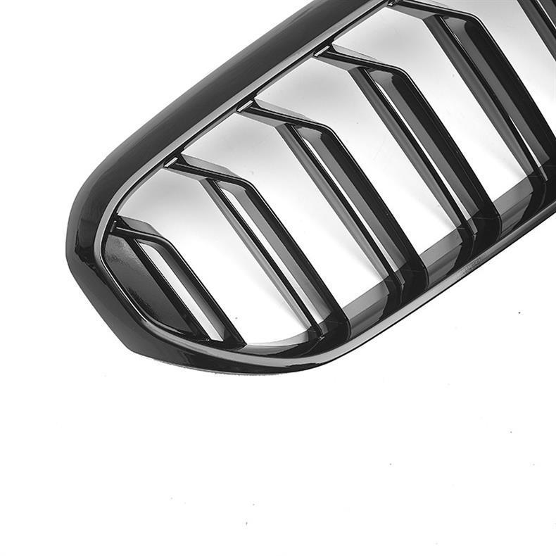 Подходит для BMW 5 серии G30 2021-2023: Двухлинейная ярко-черная решетка радиатора "ноздри"