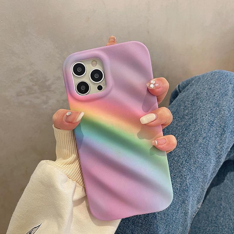 Чехол для телефона с 3d водной рябью и радугой для Iphone 14 Pro Max 13 12 11 14 Plus Xr, мягкая силиконовая задняя крышка-бампер