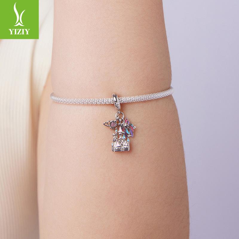 Gorgeous Fireworks Castle Diy Pendant Accessories, Dream Romance S925 Sterling Silver Bracelet Beaded