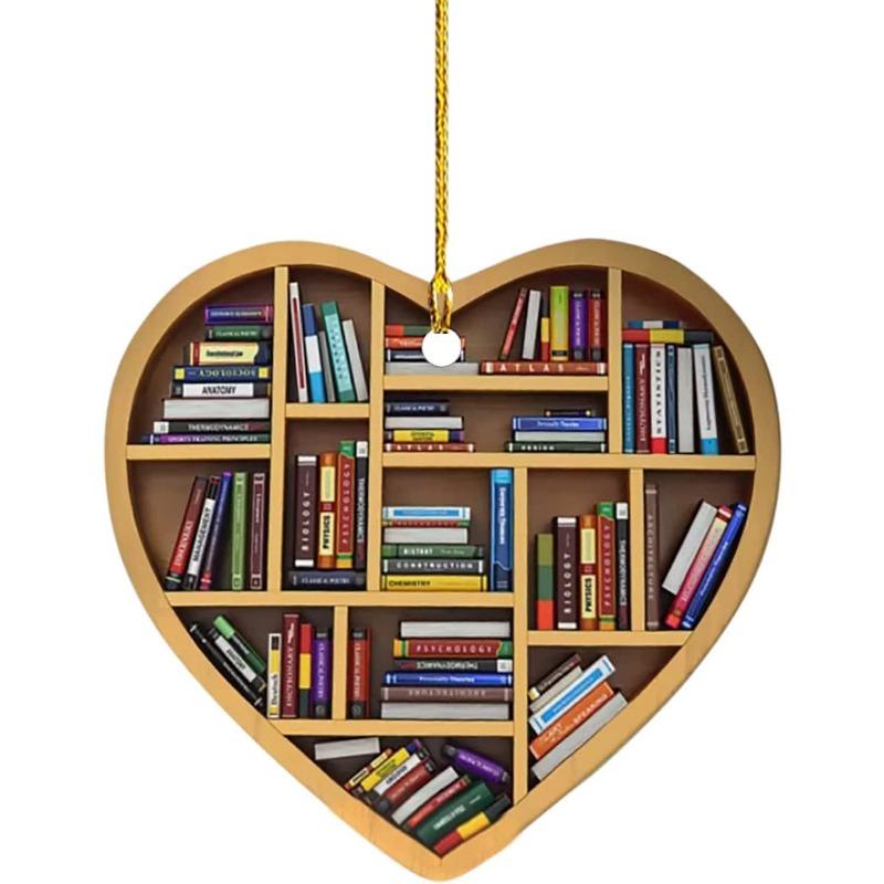 New Acrylic Decorations Book Lovers Heart Librarian Decorations Car Hangers Home Decor