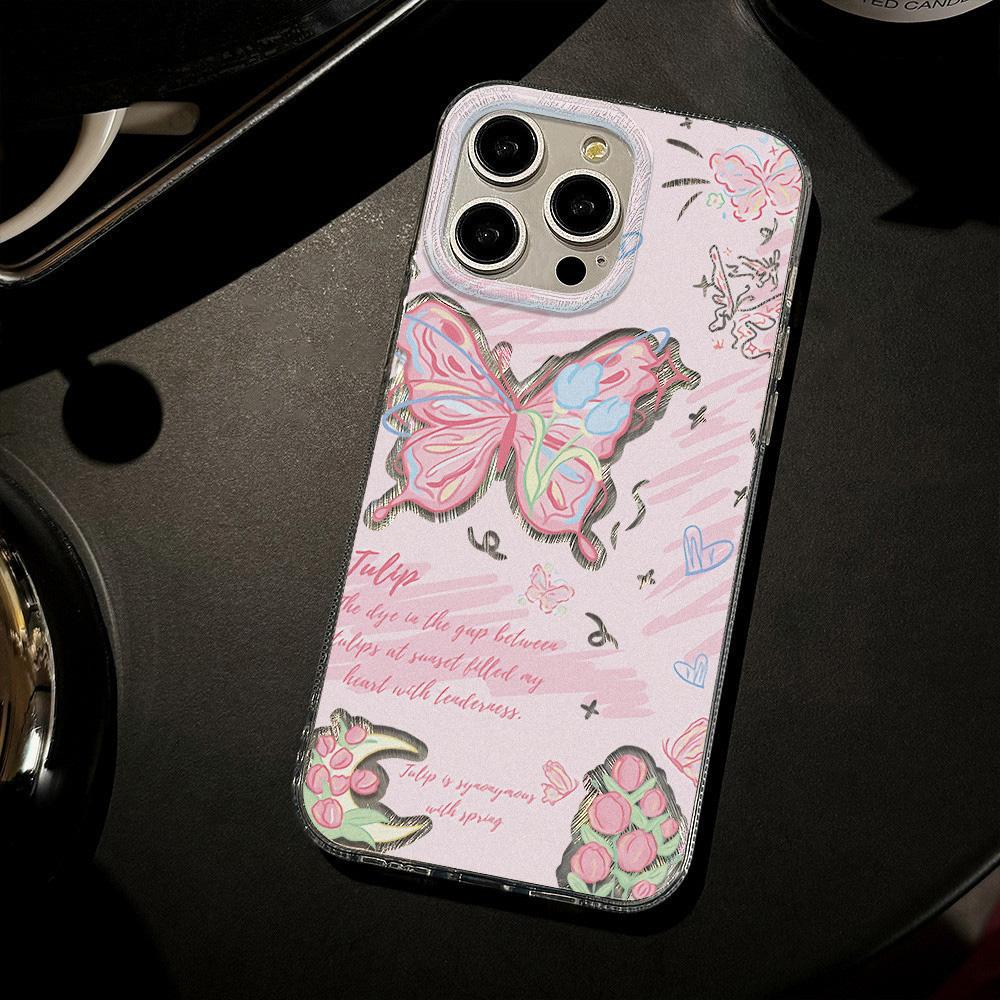 Feather Luster Phone Case for Samsung A53 A14 A33 A12 A32 S24 S23 Plus S20 S21 FE for iPhone 17 15 16 13 Pro 17 16 Pro Max Butterfly Bow Phone Case