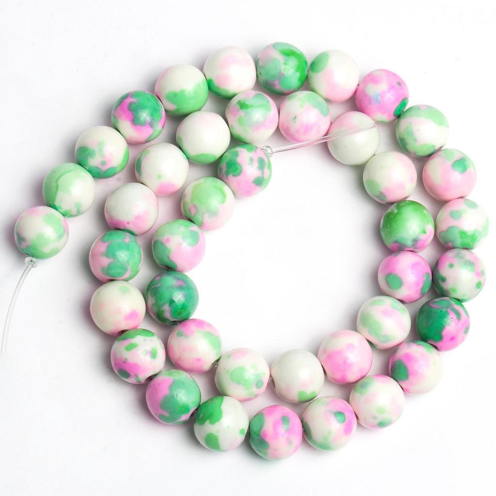 1 нить/пакет 6/8/10 мм натуральный дождь цветок яшма каменная бусина разноцветные круглые свободные бусины для ювелирных изделий DIY серьги изготовление браслетов аксессуары