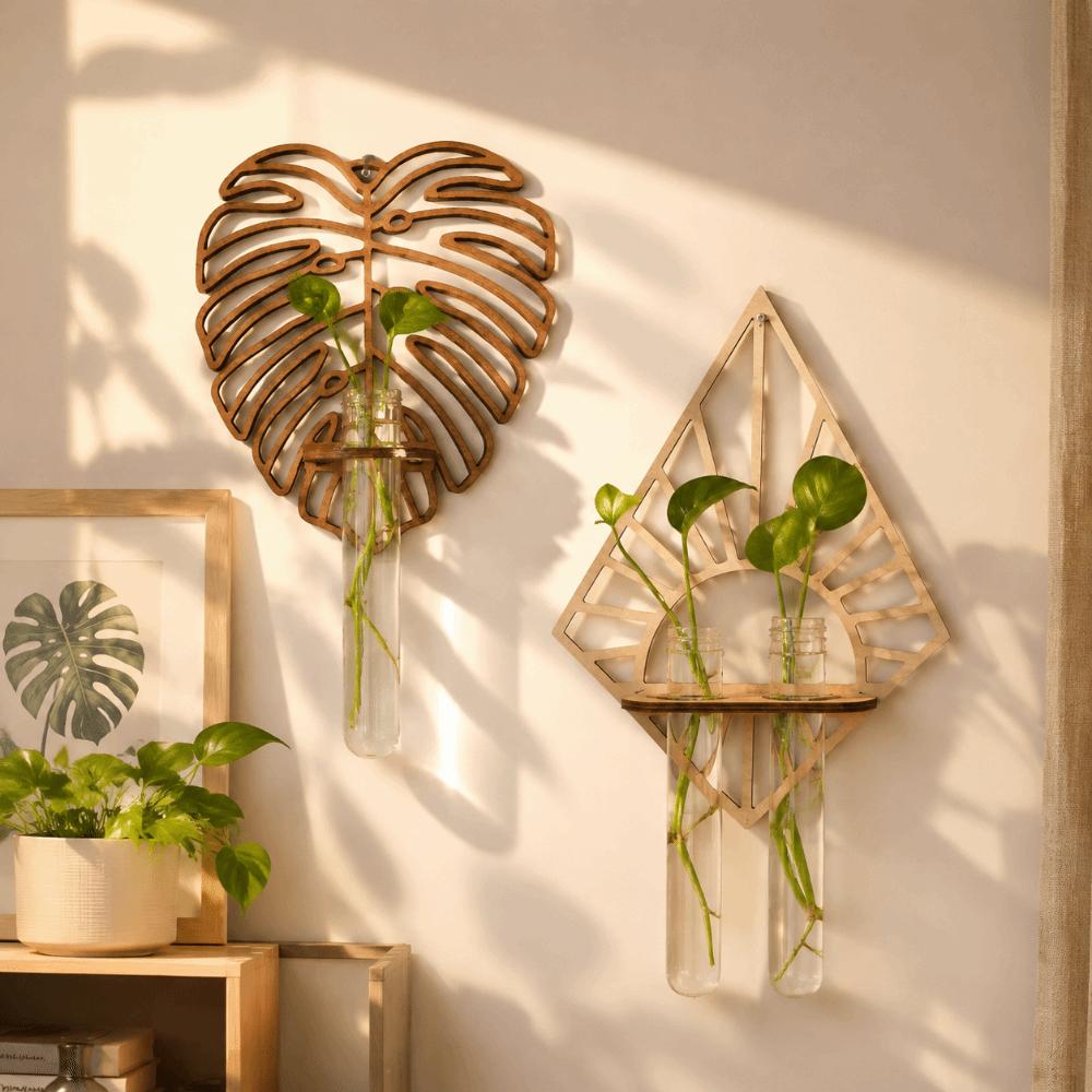 Vase Hydroponic Plant Holder Home Ornaments Flower Pot Wall Hanging Planter Shelf Wall Mount