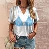 Women's Bikini 3D Printed T-Shirt V-Neck T-Shirt Harajuku T-Shirt Top Fashion Casual Wear Short Sleeve Streetwear
