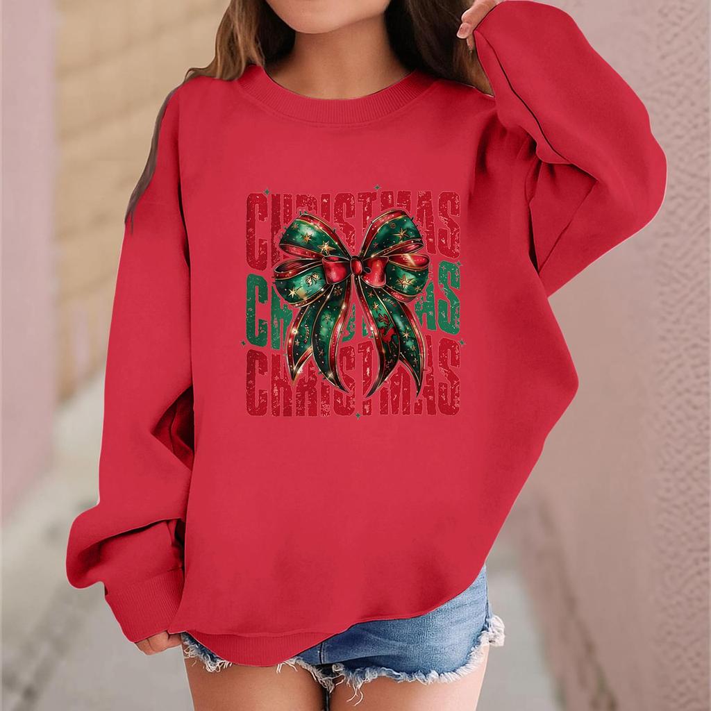 Children's Fashionable Casual Long-sleeved Loose Christmas Print Pullover Sweatshirt