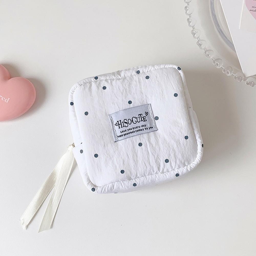 Polka Dot Sanitary Napkin Storage Bag Large Capacity Lipstick Key Portable Cosmetic Bag  Student