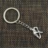 Fashion Keychain 25x16mm Hockey Player Sporter Bronze Silver Color Pendants DIY Men Jewelry Car Key Chain Ring Holder Gift