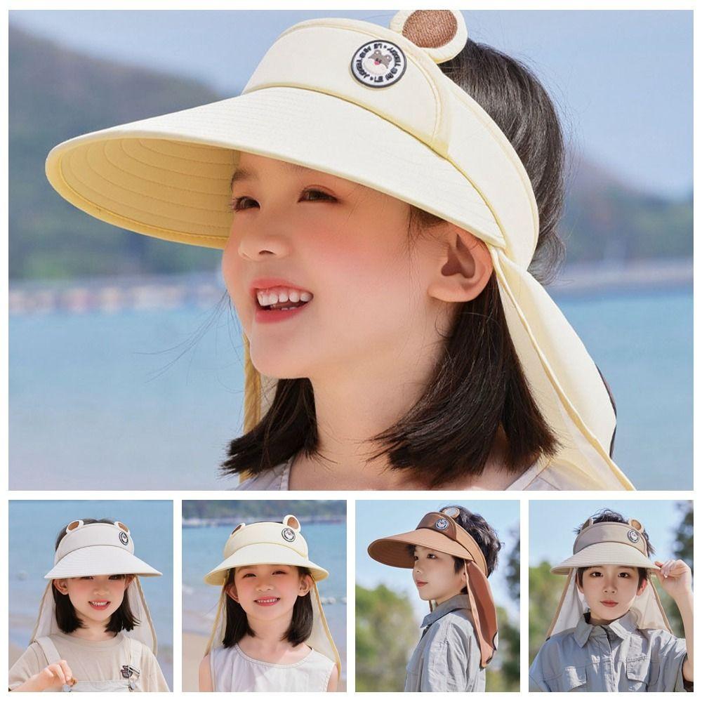 Quick Dry Kids Shawl Sun Hat Removable Baby Sun Protection Hat Fashion Cartoon Empty Top Hat Girls