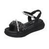 Sandals Flats Platform Casual Shoes Women New Fashion Beaded Ladies PU Leather Walking Shoes Open Toe Non Slip Zapatillas