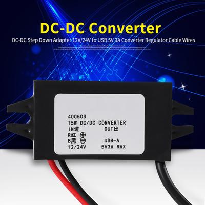 1 шт. DC-DC понижающий адаптер 12 В/24 В в USB 5 В 3 А преобразователь регулятор кабель провода
