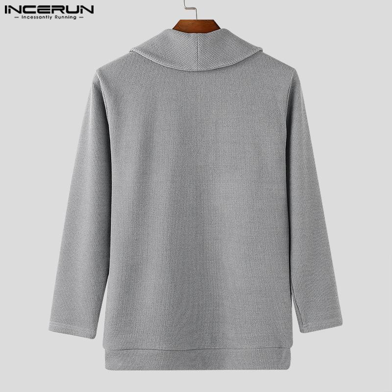 INCERUN Зима Осень Мужчины Отворот Шеи Длинный Рукав Вязаные Свитера Повседневные Пуловеры